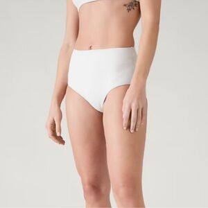 Athleta White Pique High Waist Swim Bottom